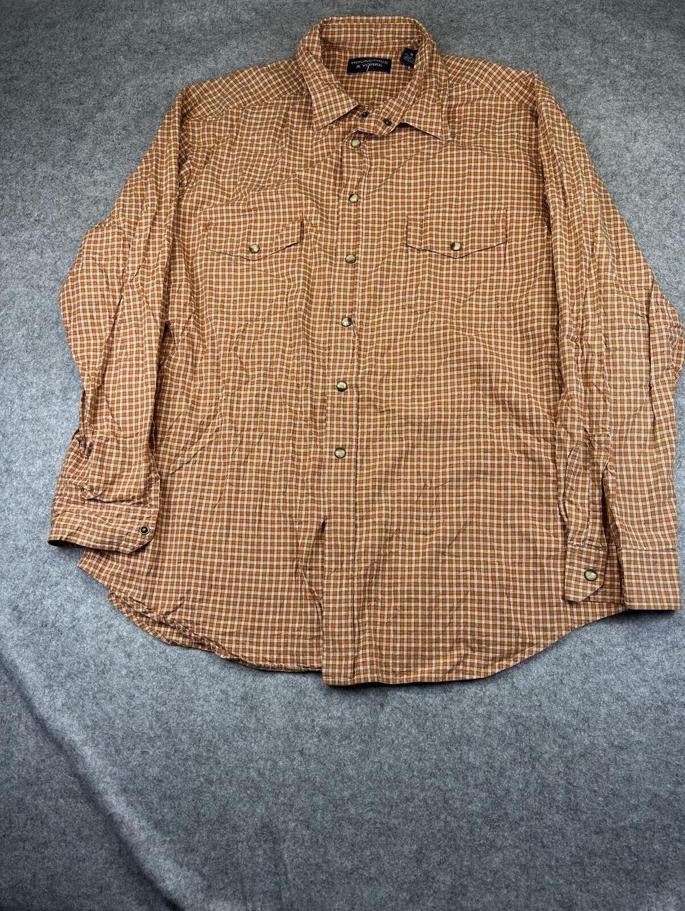 Pearl Snap Shirt Copper Men's XL Roundtree & Yorke Western Shirt Long Sleeve
